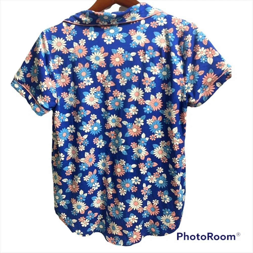 kate Spade Pajama Top Floral , Blue and Pink size Small
